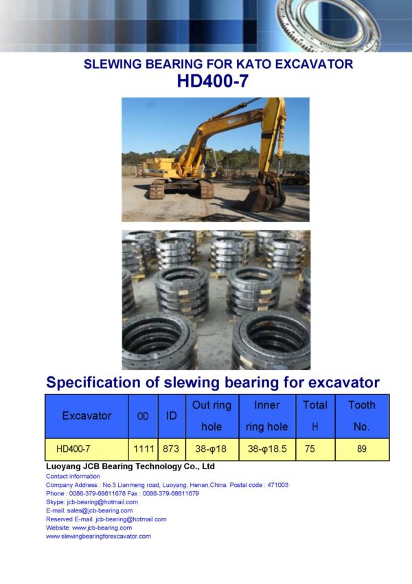 slewing bearing for kato excavator HD400-7