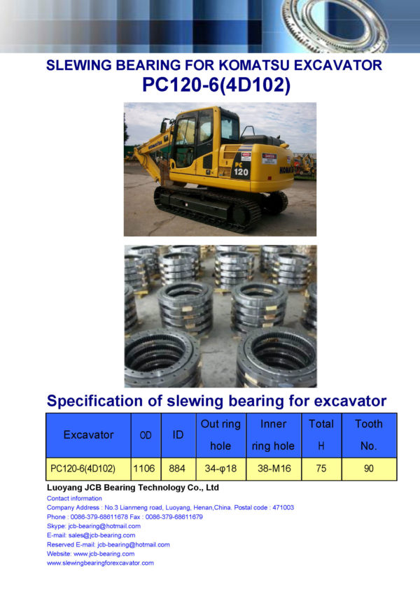 slewing bearing for komatsu excavator PC120-6-4D102