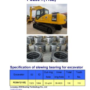 slewing bearing for komatsu excavator PC200-7 tooth 110