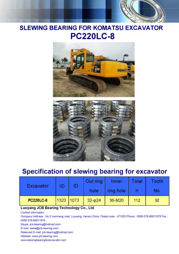 slewing bearing for komatsu excavator PC220LC-8