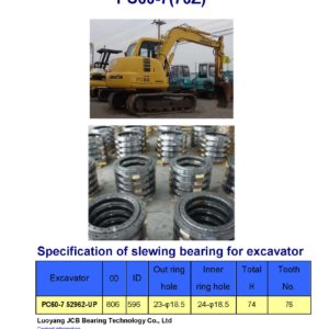 slewing bearing for komatsu excavator PC60-7 tooth 76