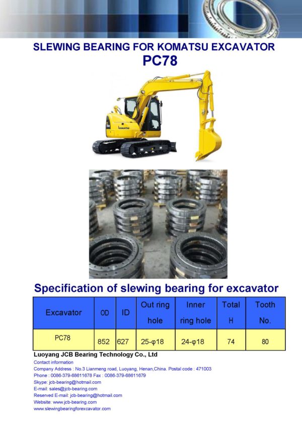 slewing bearing for komatsu excavator PC78