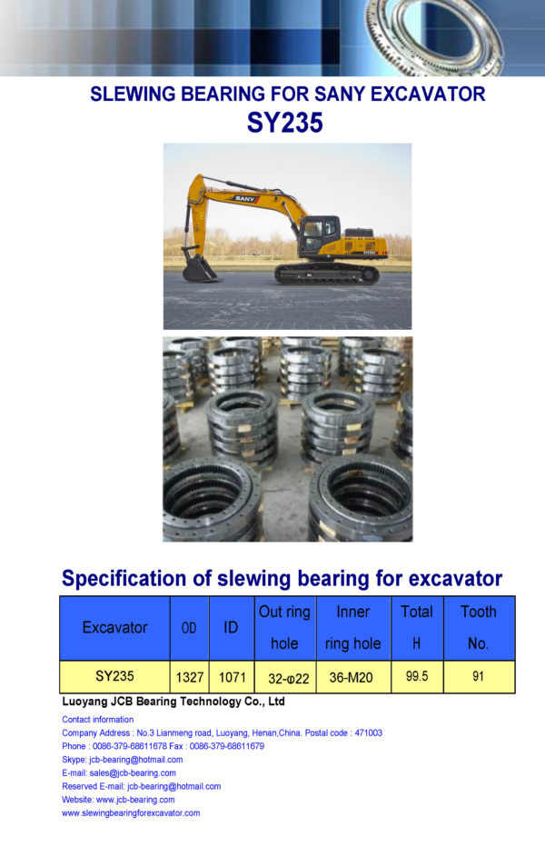 slewing bearing for sany excavator SY235