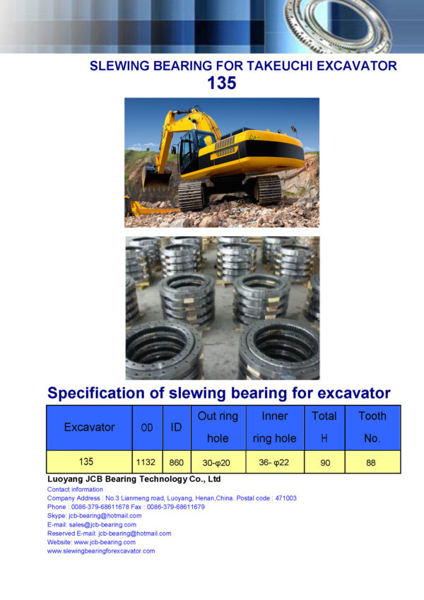 slewing bearing for takeuchi excavator 135