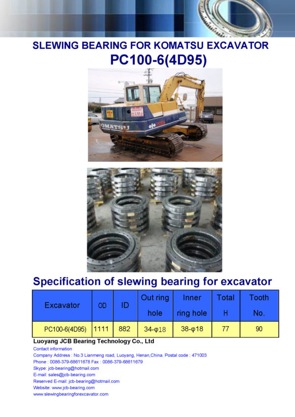 slewing bearing for komatsu excavator PC100-6-4D95